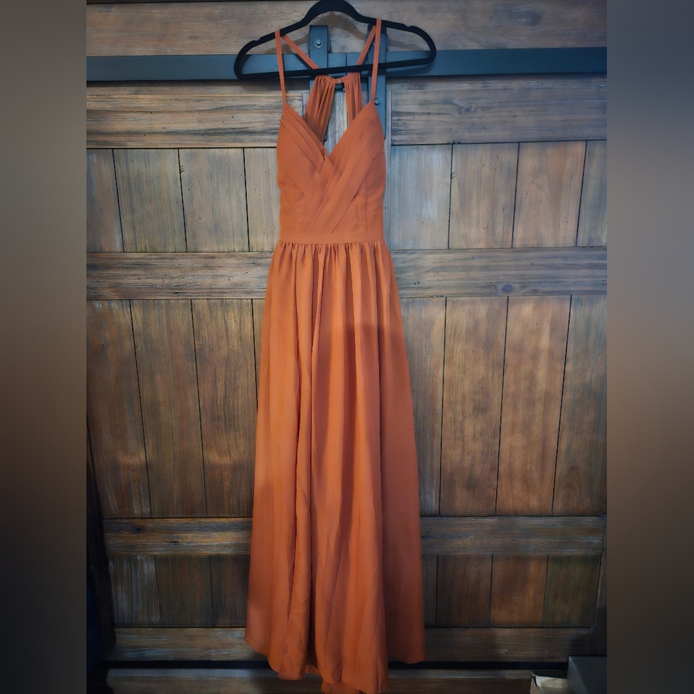 Elegant Burnt Orange Maxi Dress